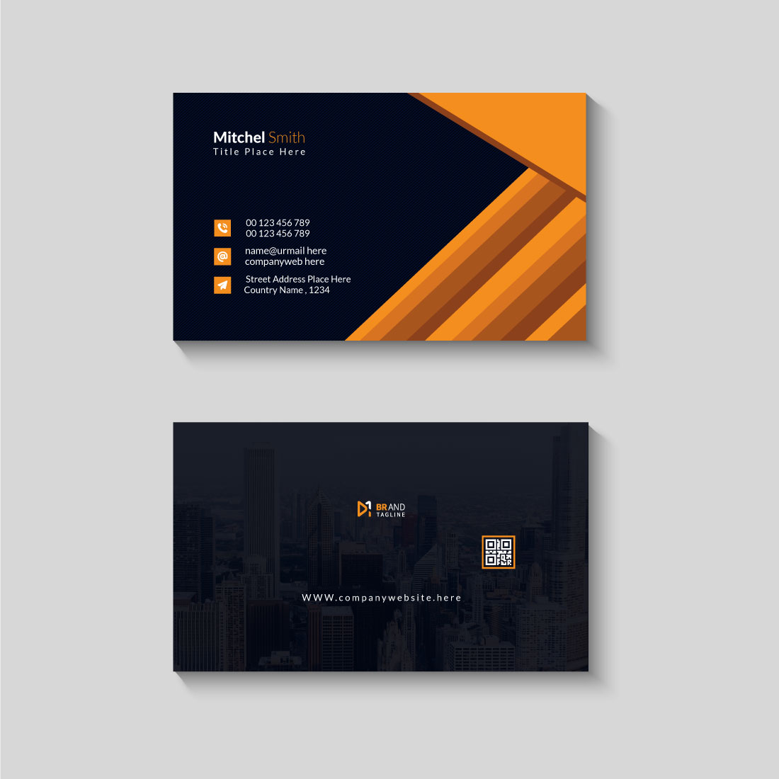 Business card design template preview image.