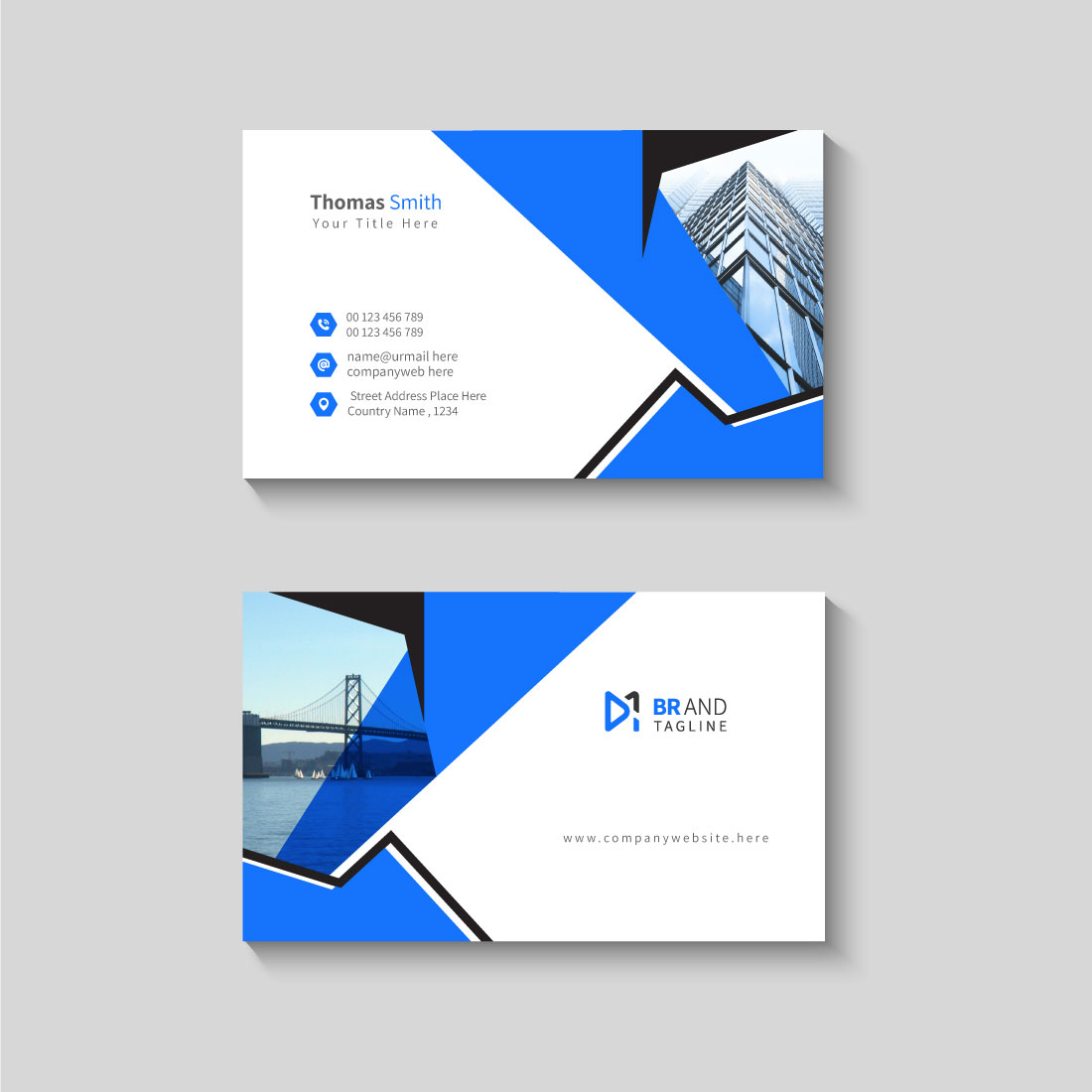 Business card design template preview image.