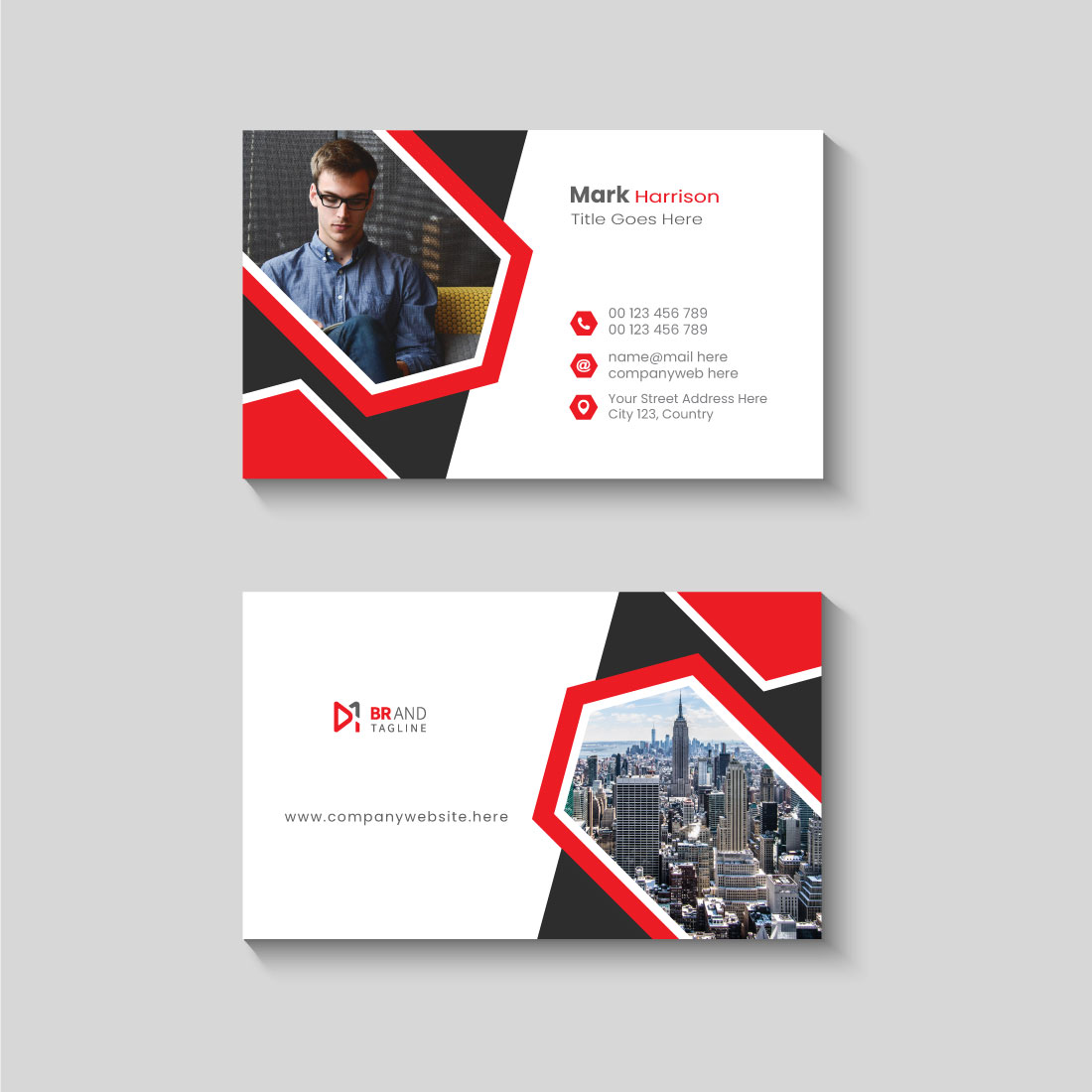 Modern and creative business card template preview image.