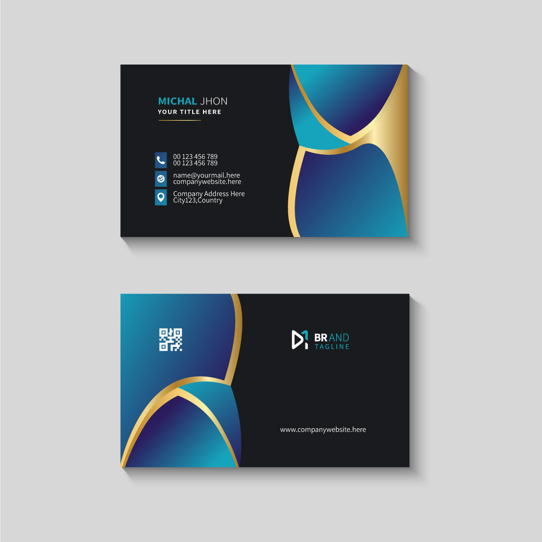 Simple business card template design preview image.