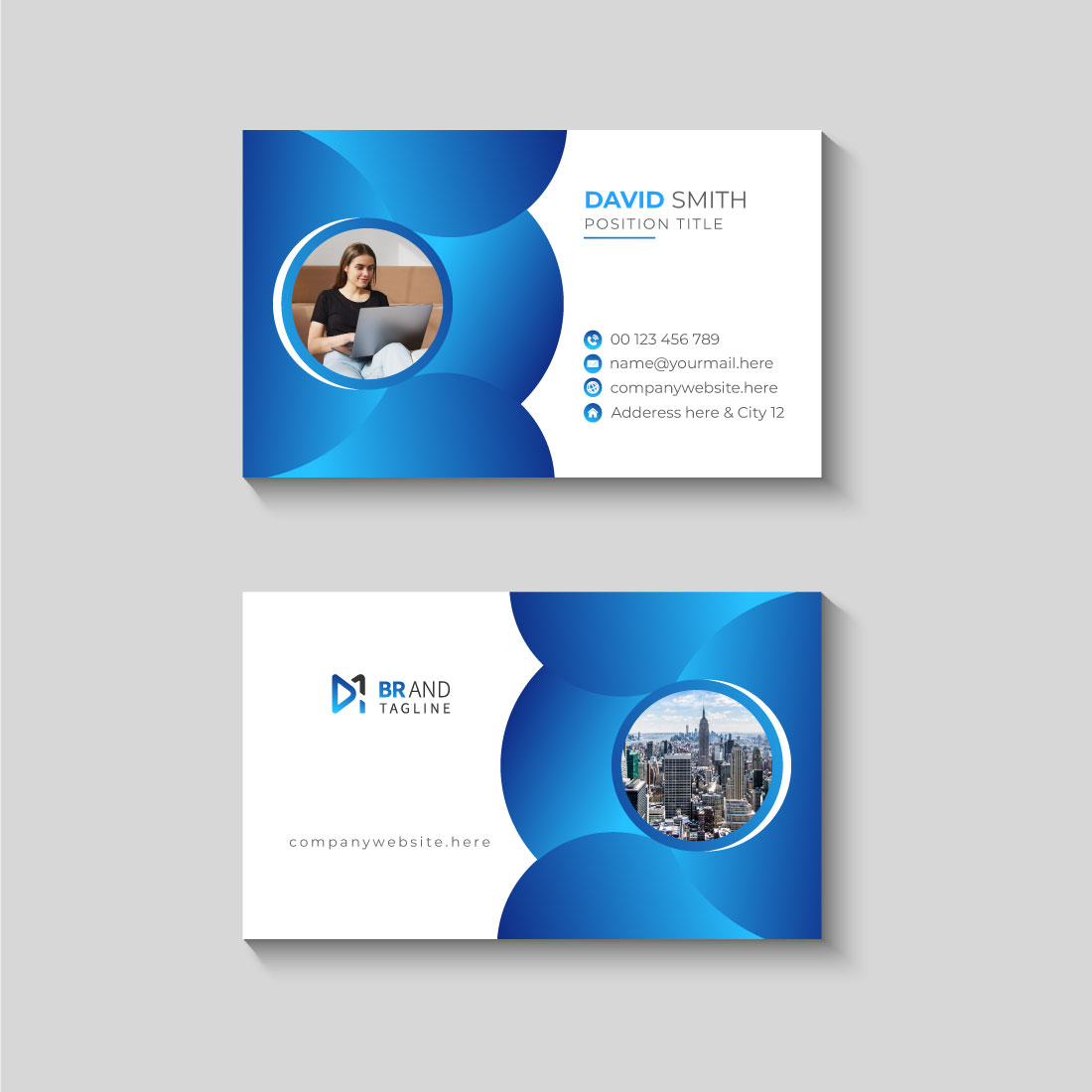 Business card design template preview image.