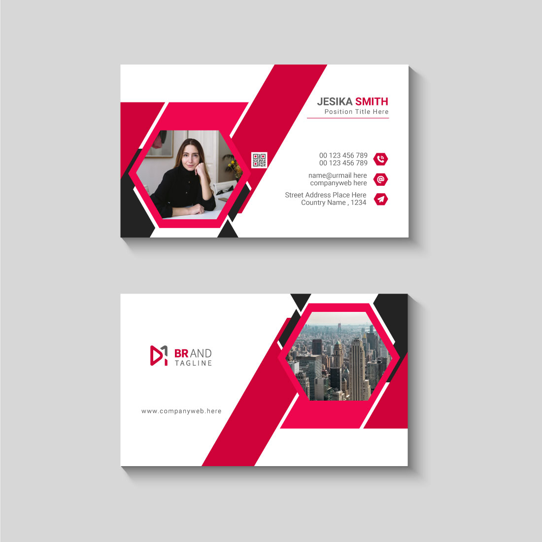 Professional and minimal business card template design preview image.