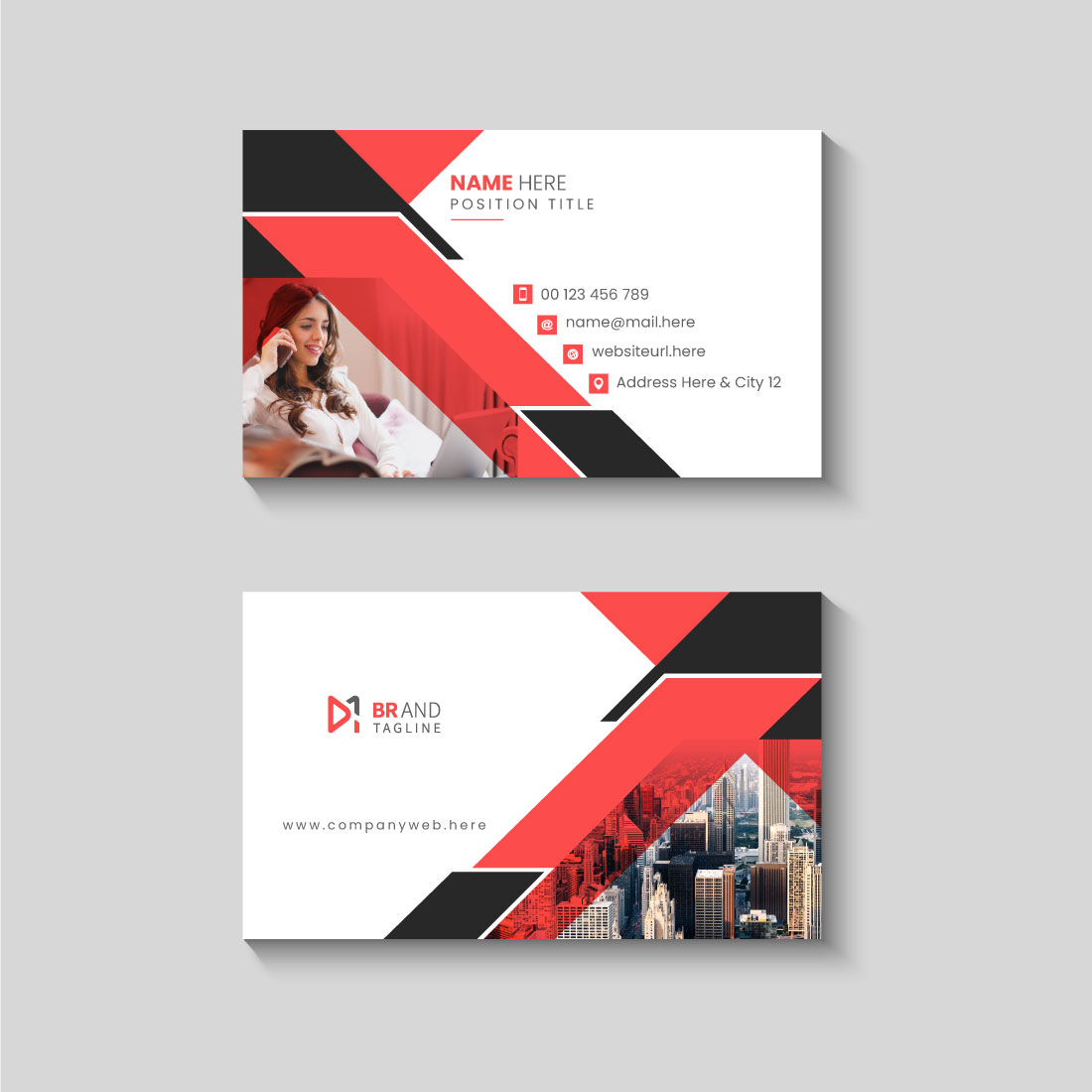 Creative and modern business card design template preview image.