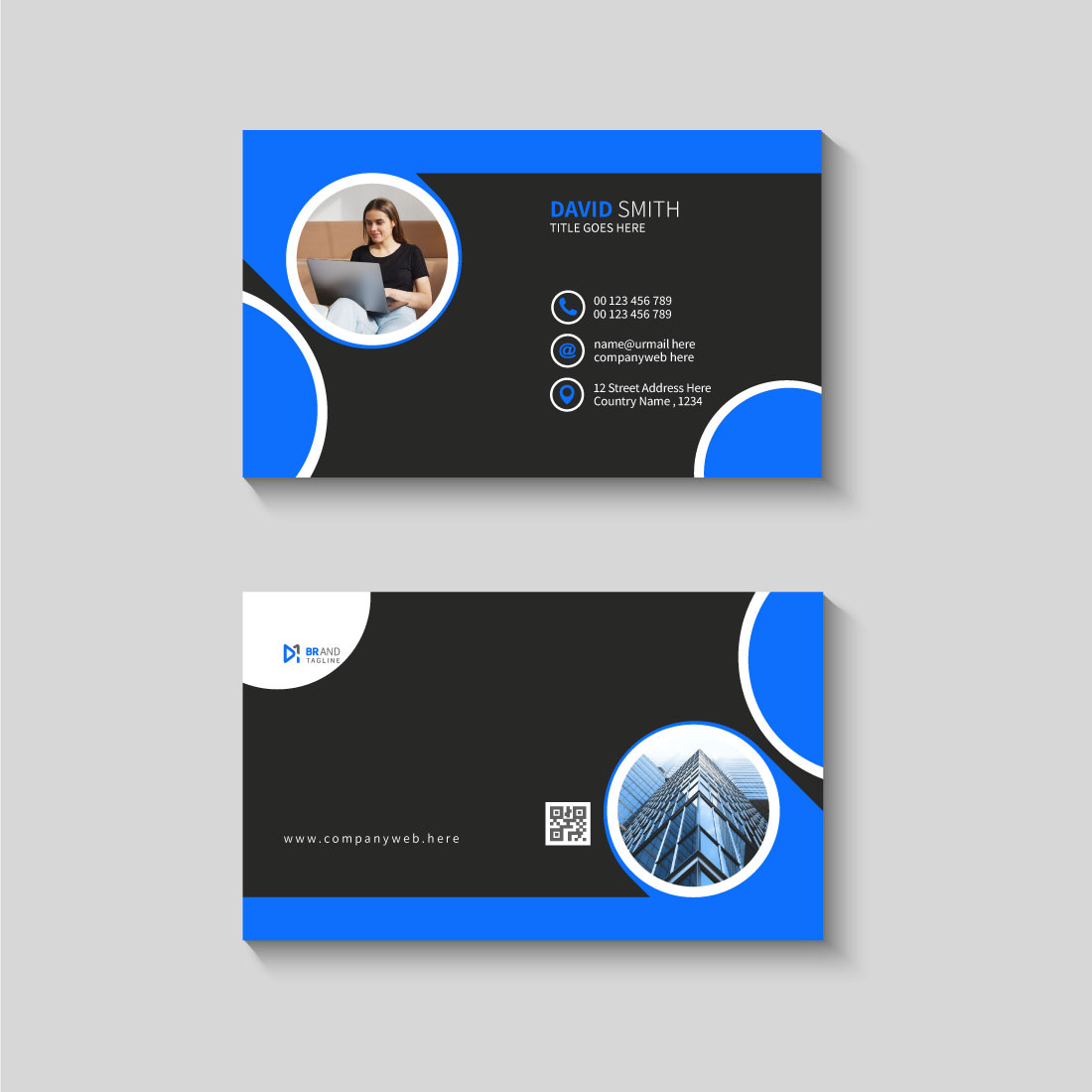 Template for business card design preview image.