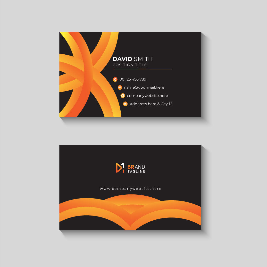 Minimalist business card design template preview image.