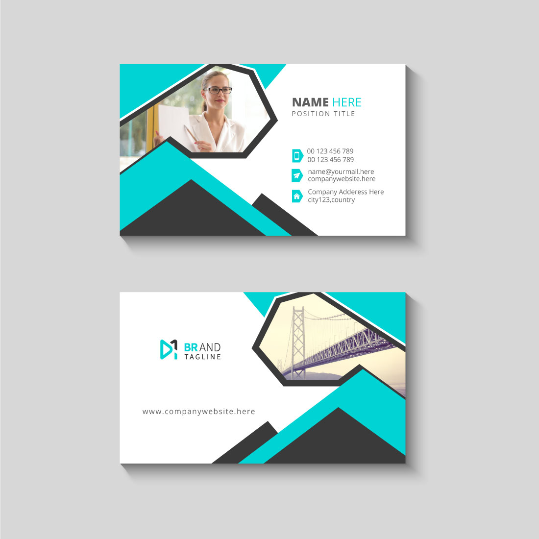 Business card design template preview image.