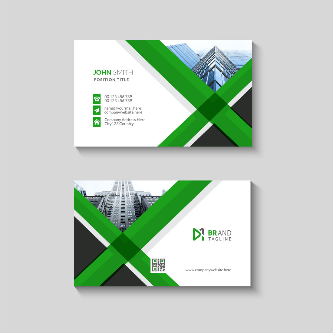 Clean style modern business card template preview image.