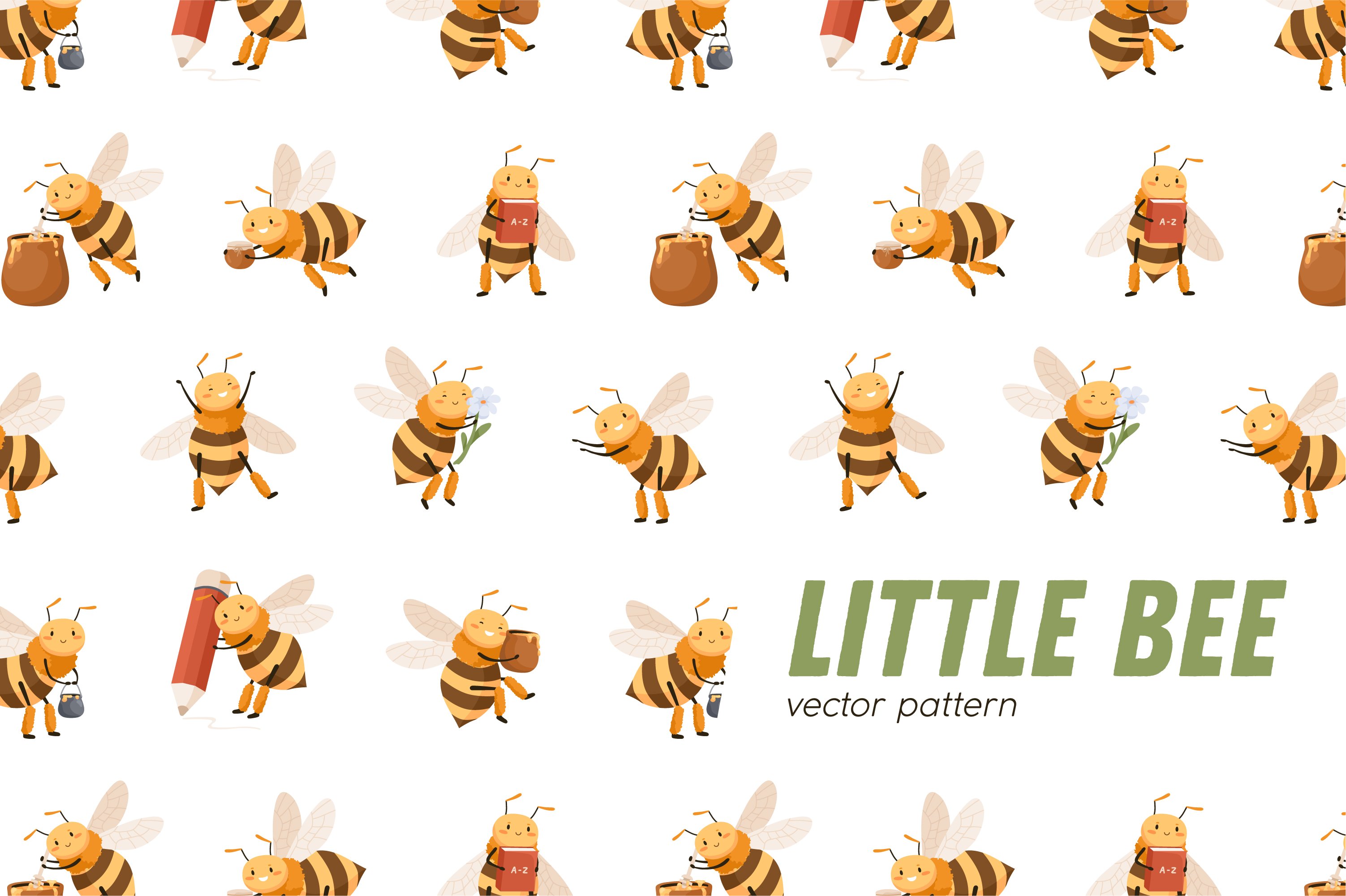 Cute bee childish seamless pattern cover image.