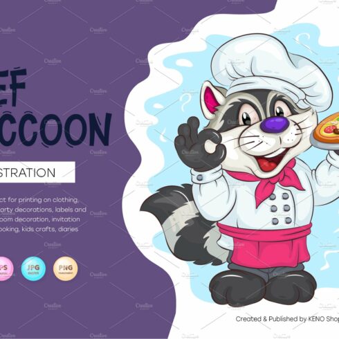 Cartoon Chef Raccoon. T-Shirt, SVG. cover image.