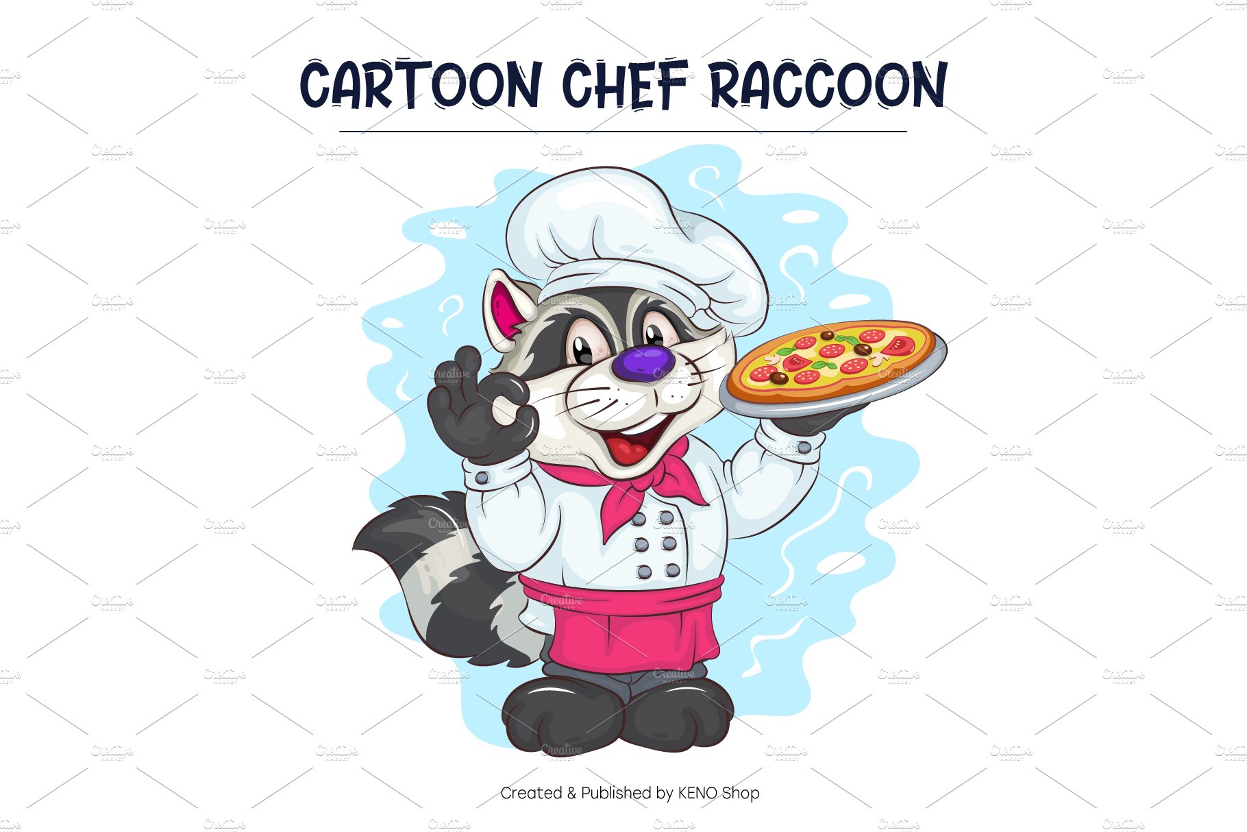 Cartoon Chef Raccoon. T-Shirt, SVG. preview image.