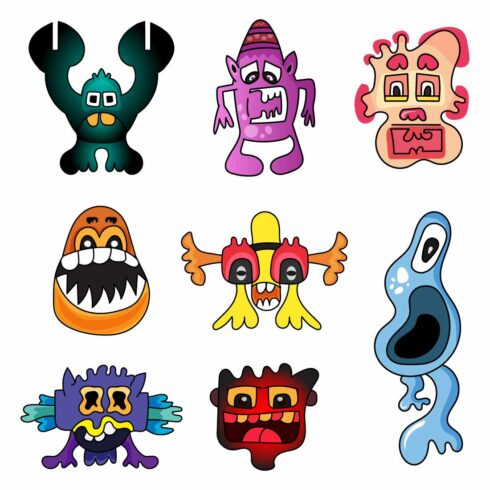 Cartoon cute monsters cover image.