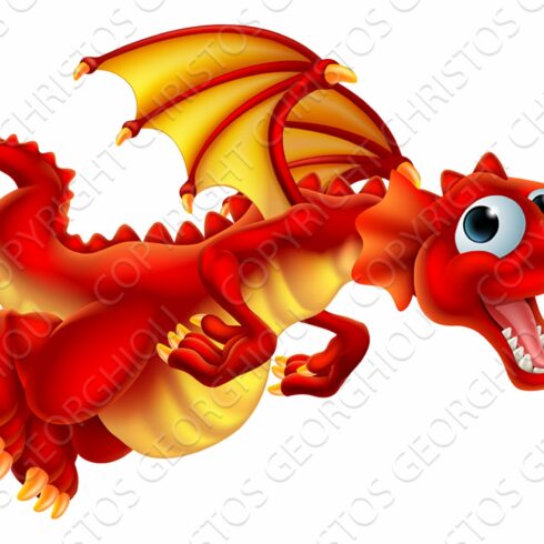 Red Dragon Cartoon Flying Fantasy cover image.