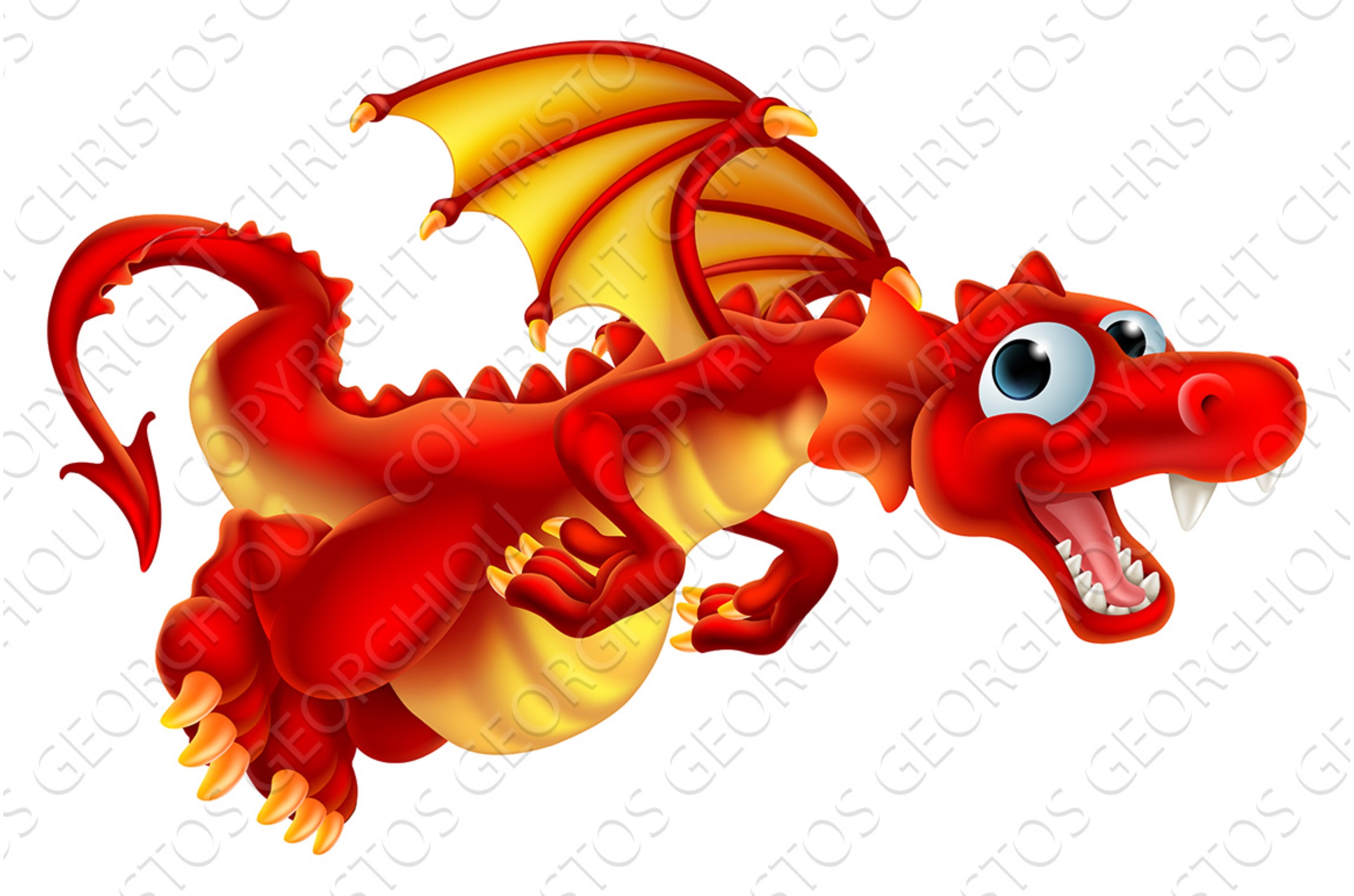 red dragon flying fire