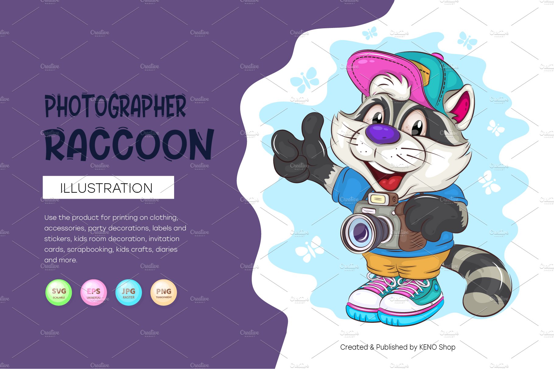 Cartoon Raccoon Photographer. cover image.