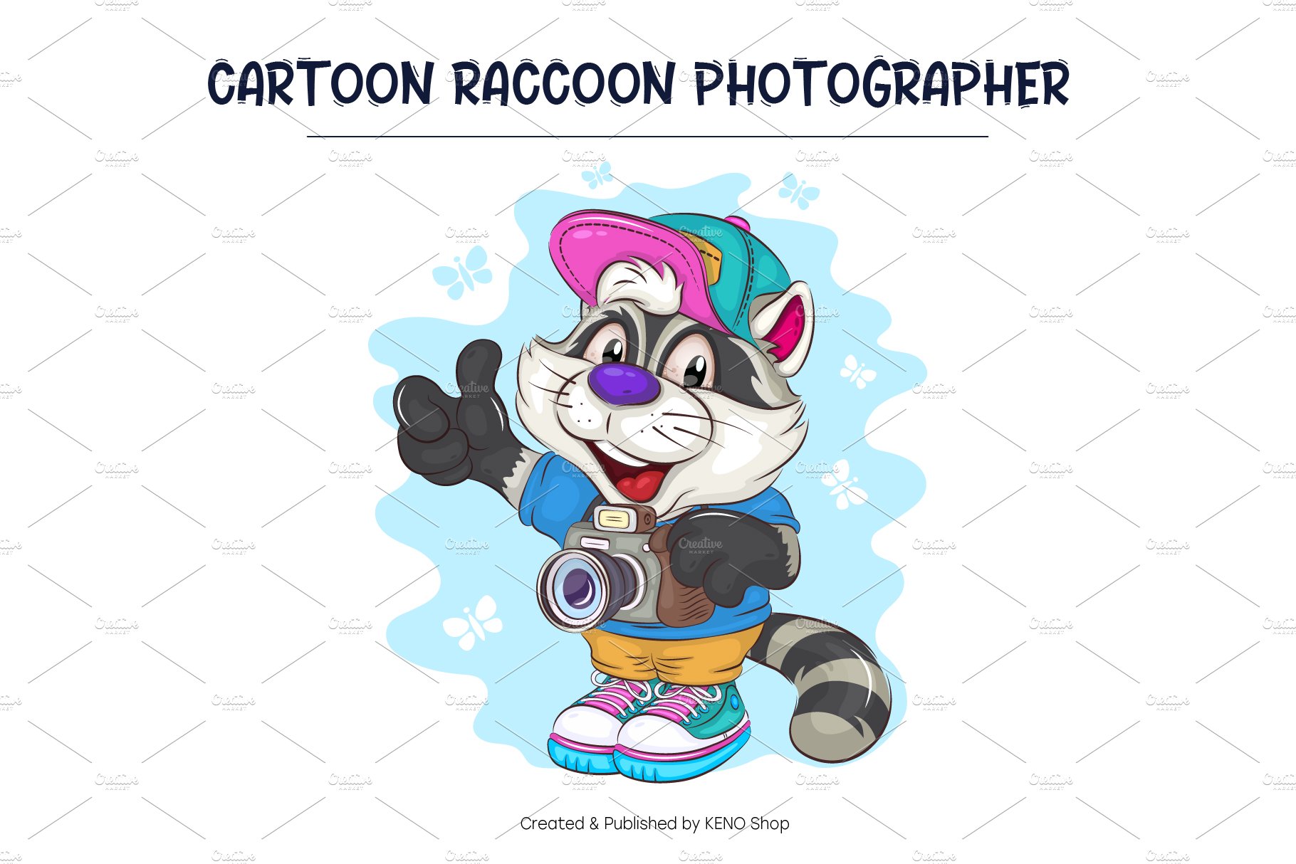 Cartoon Raccoon Photographer. preview image.