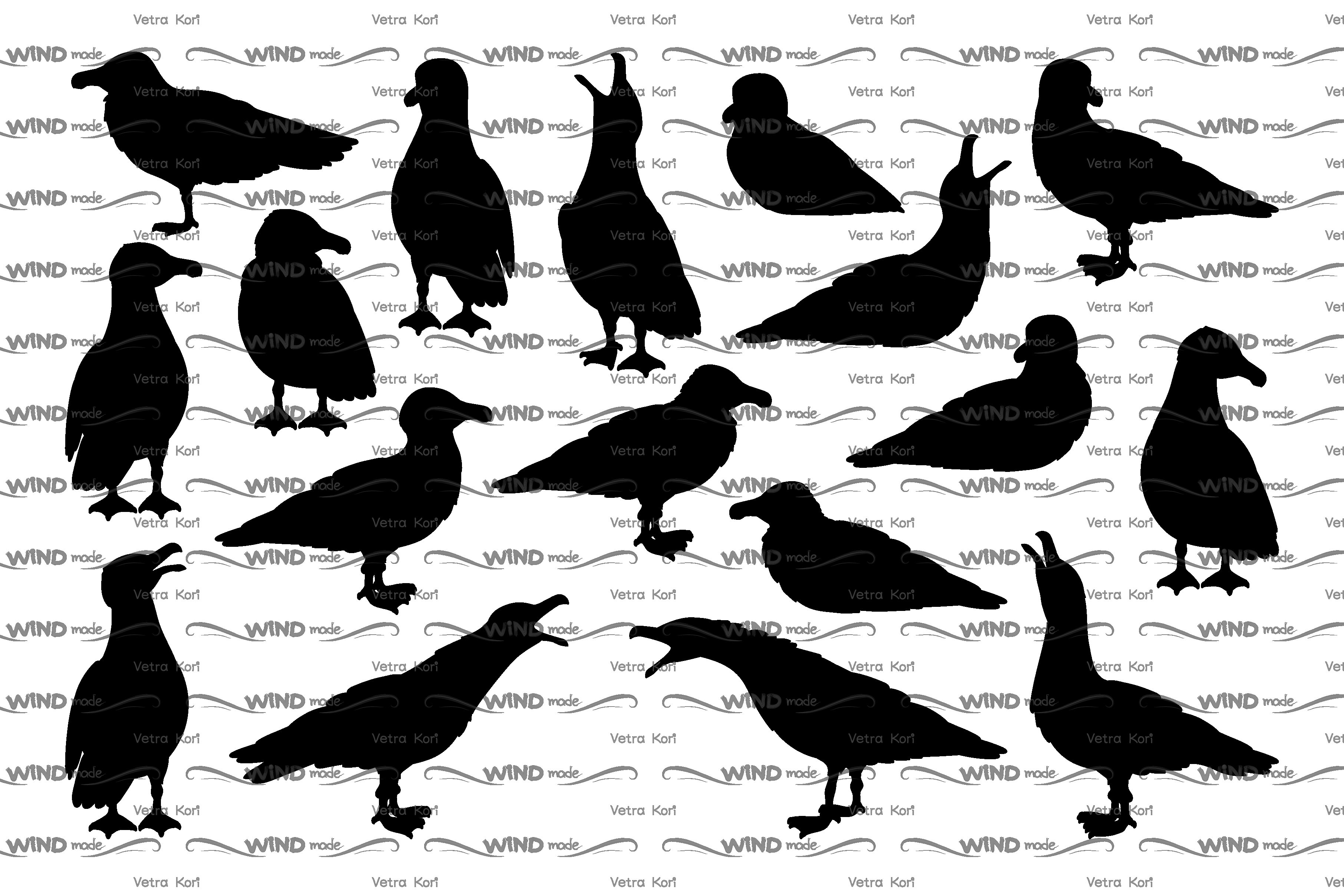 vector seagulls silhouet cover image.