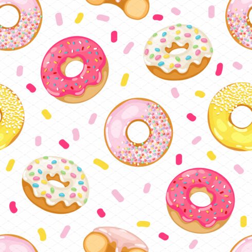 Vector donut seamless pattern cover image.