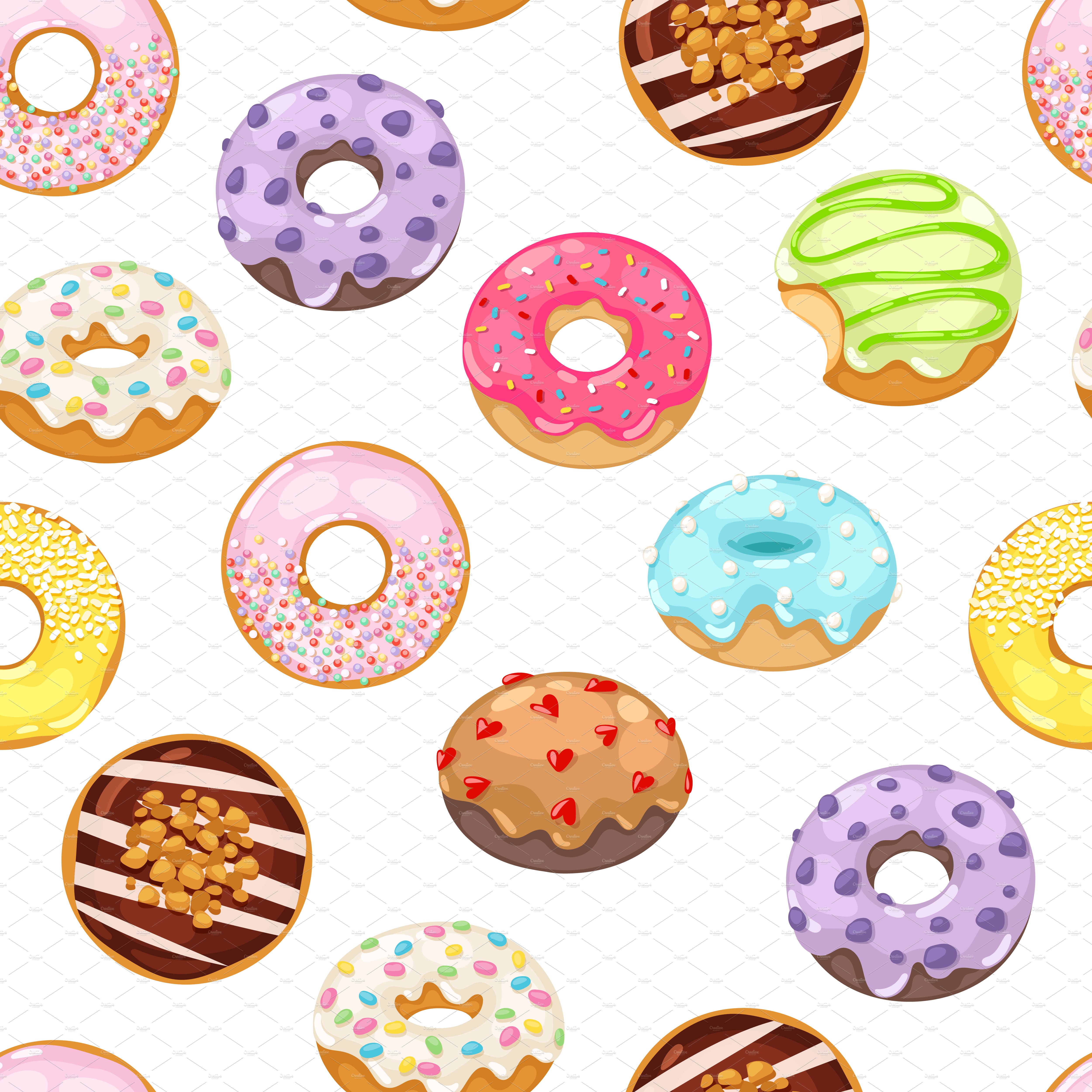Vector donut seamless pattern cover image.