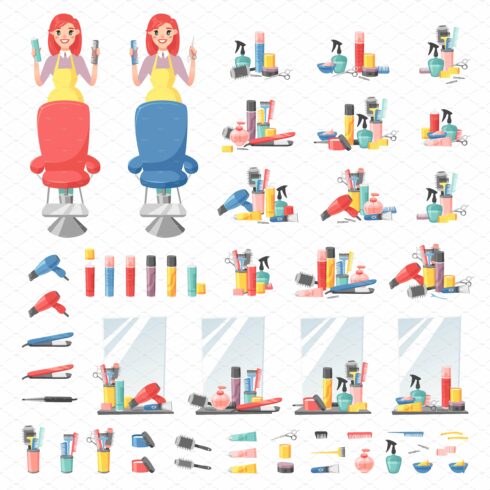 Haircut icons vector set cover image.