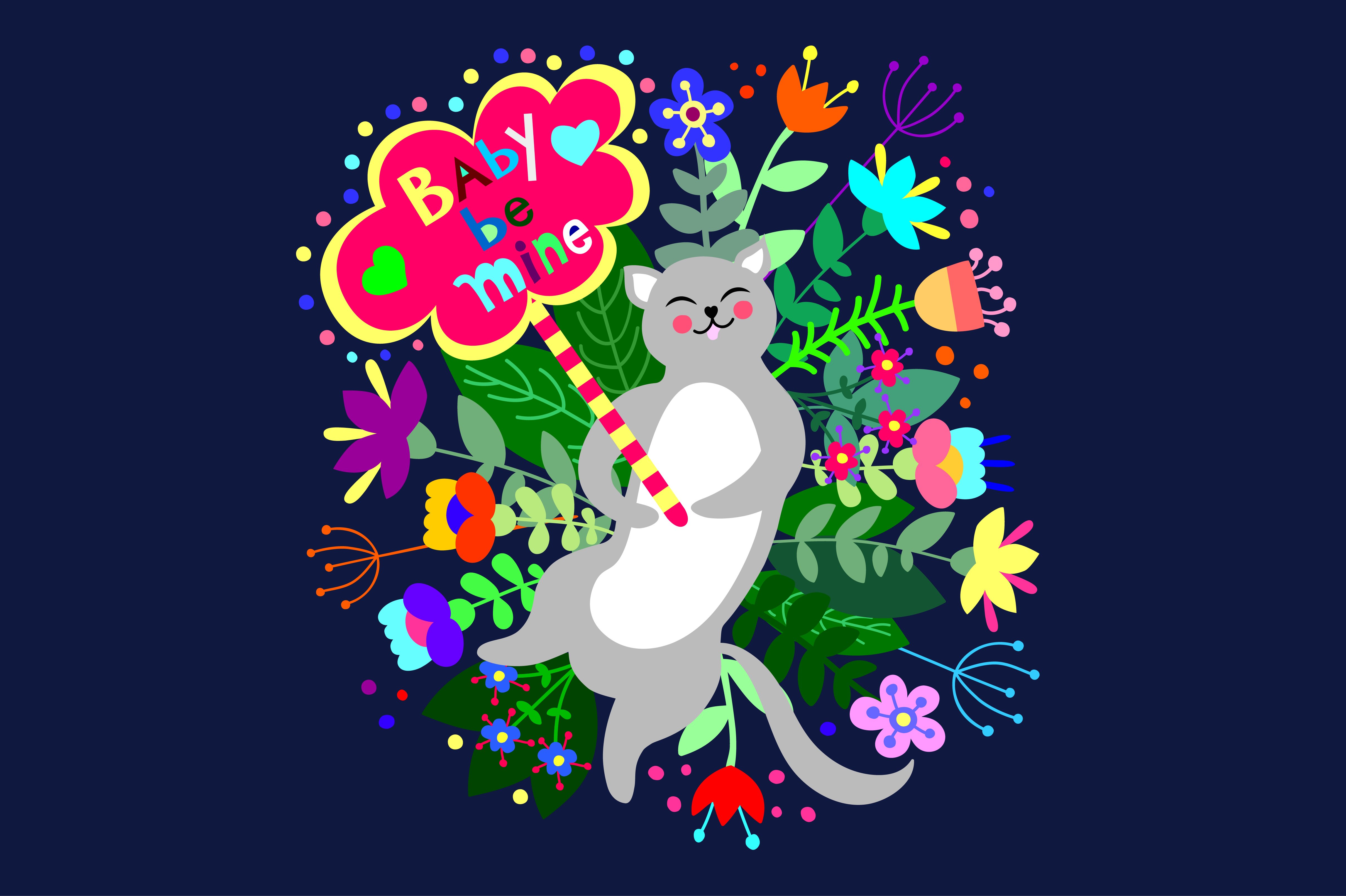 cat with flowers 873