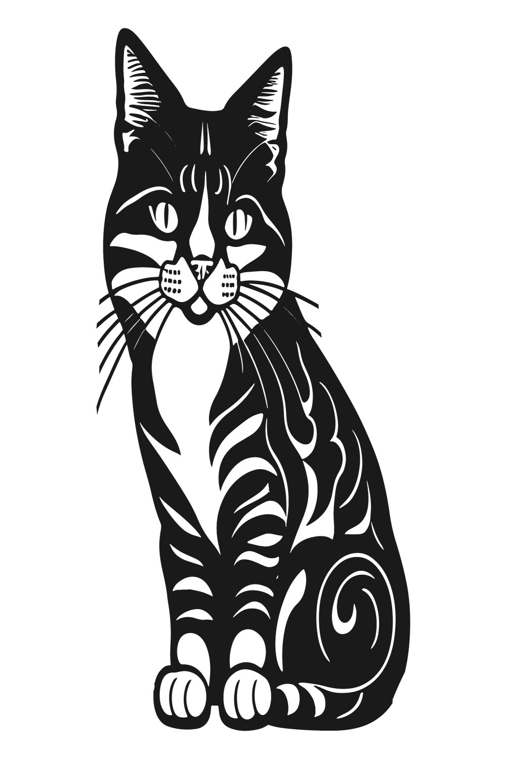 5 Cats Editable Vector Illustration Bundle Set pinterest preview image.
