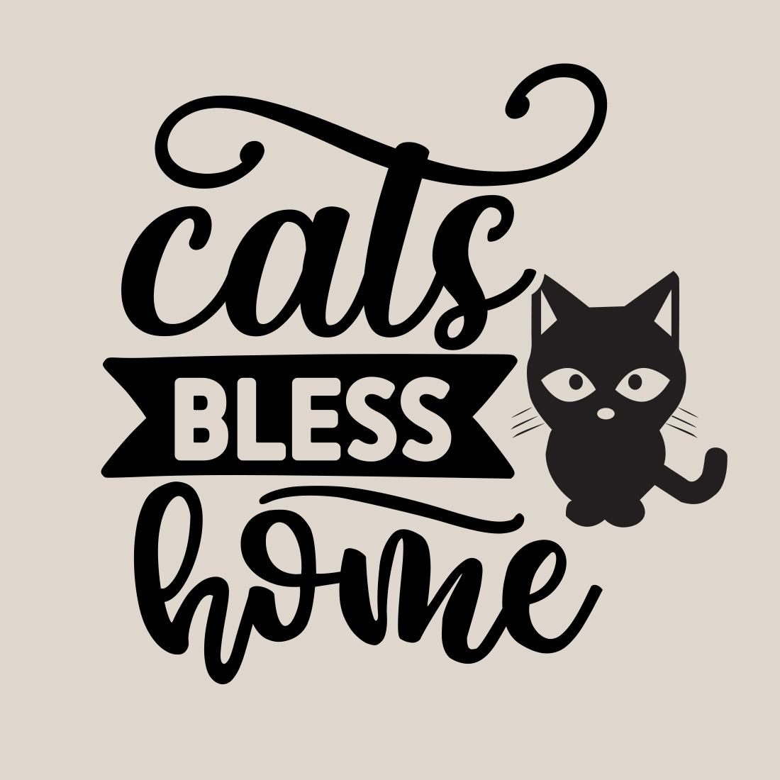 Cats Bless Home svg preview image.