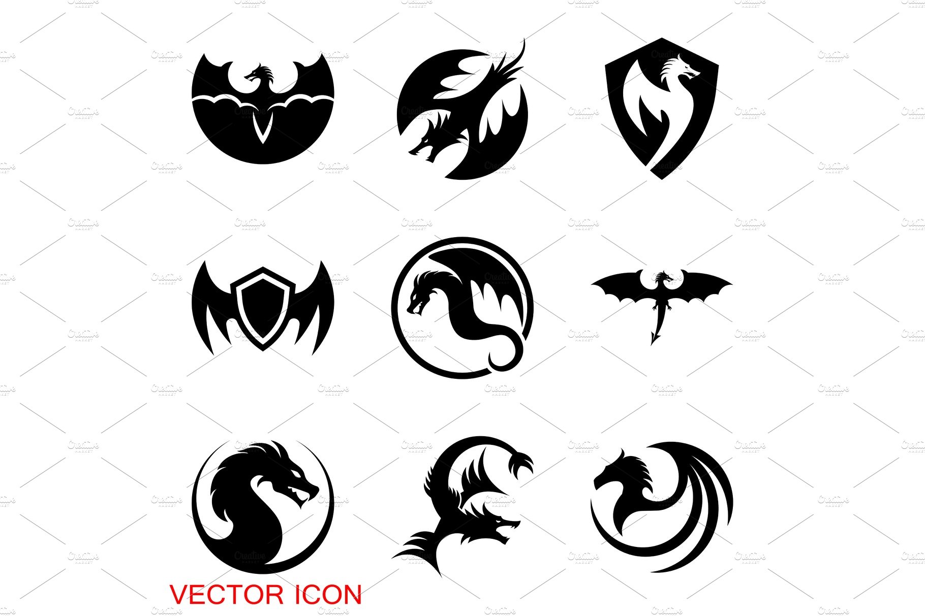 Dragon icon, Dragon logo vector cover image.