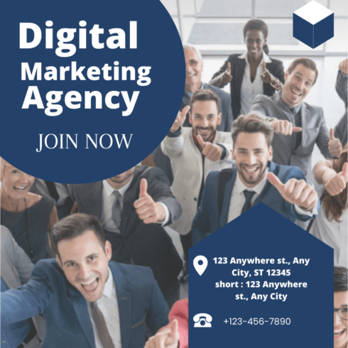 Digital marketing agency, social media/Instagram, post design template cover image.