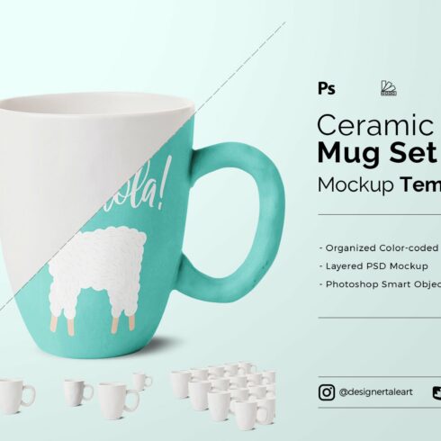 Ceramic Mug Set Mockup cover image.