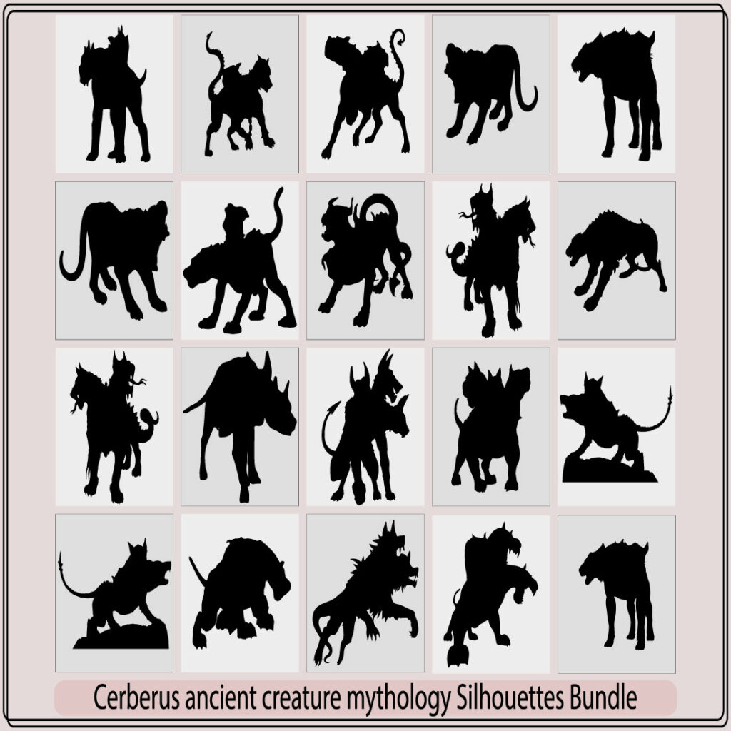 Cerberus ancient creature mythology silhouette - MasterBundles