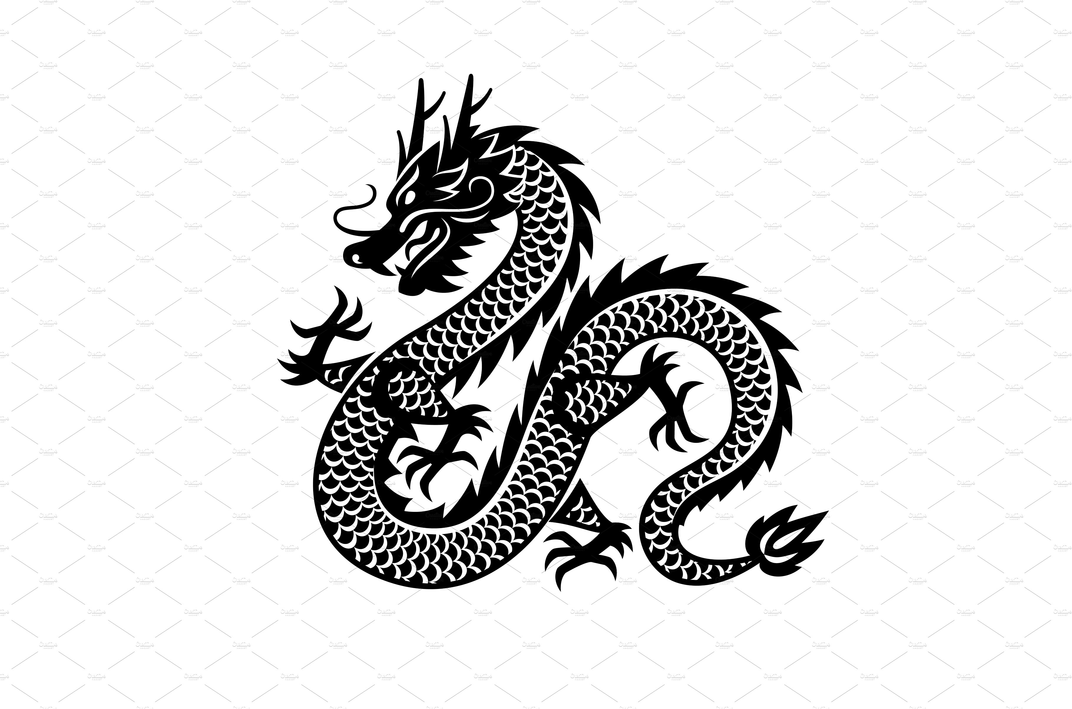 Chinese Dragon black silhouette cover image.