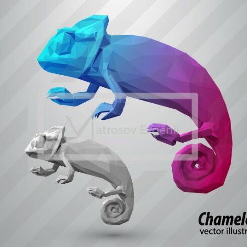 Chameleon from triangles. Color cover image.
