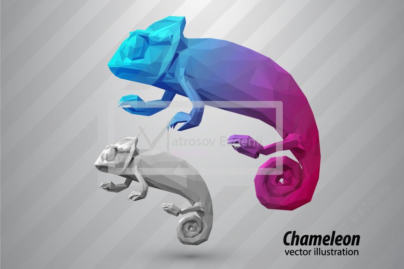 Chameleon from triangles. Color cover image.