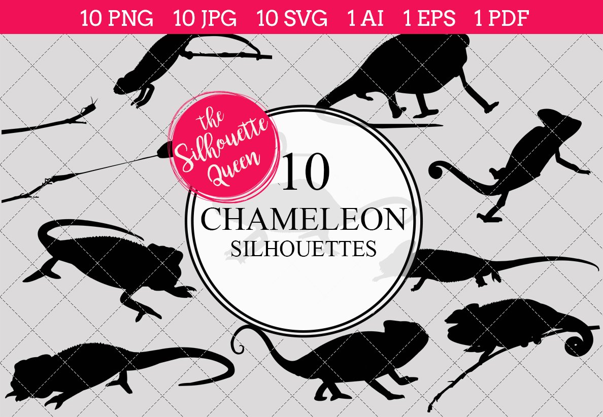 Chameleon Silhouette Clipart cover image.
