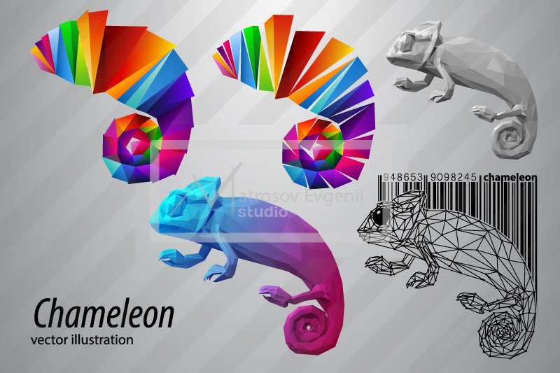 Chameleon from triangles. Set cover image.