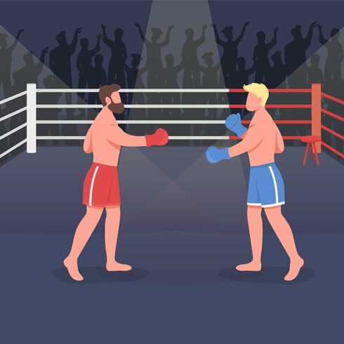 Boxing event flat color illusration cover image.