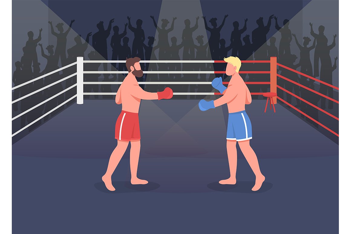 Boxing event flat color illusration cover image.