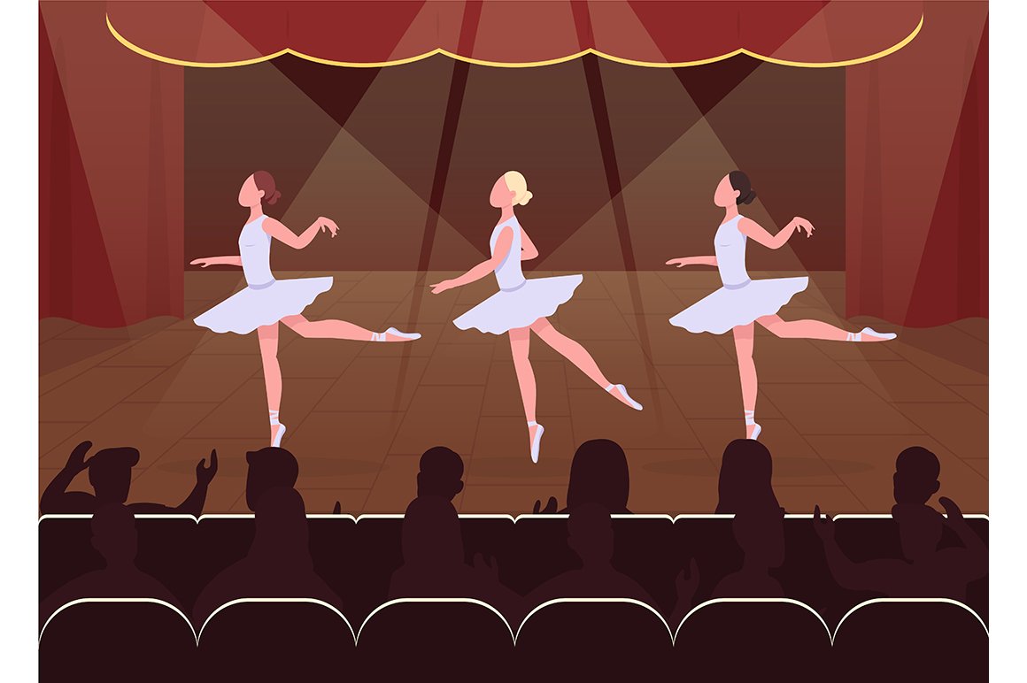 Ballet dance evening illustration cover image.