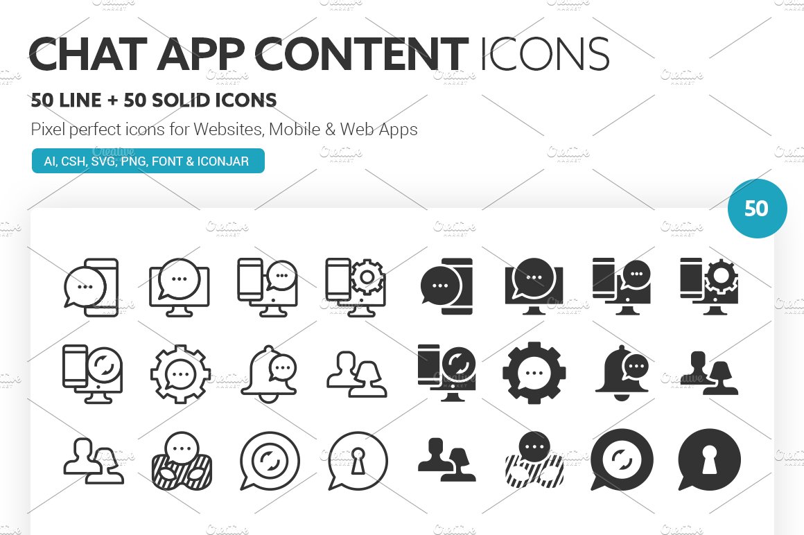 Chat App Content Icons cover image.