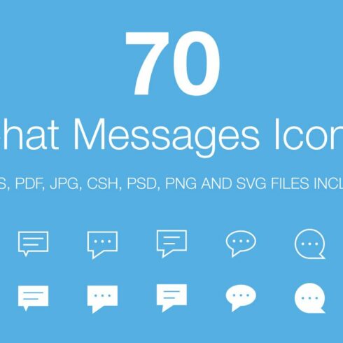 70 Chat Messages Icons cover image.