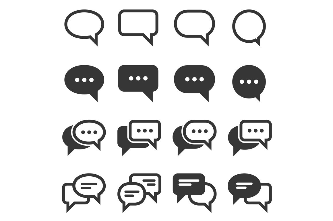 Chat and Speech Bubble icons Set cover image.