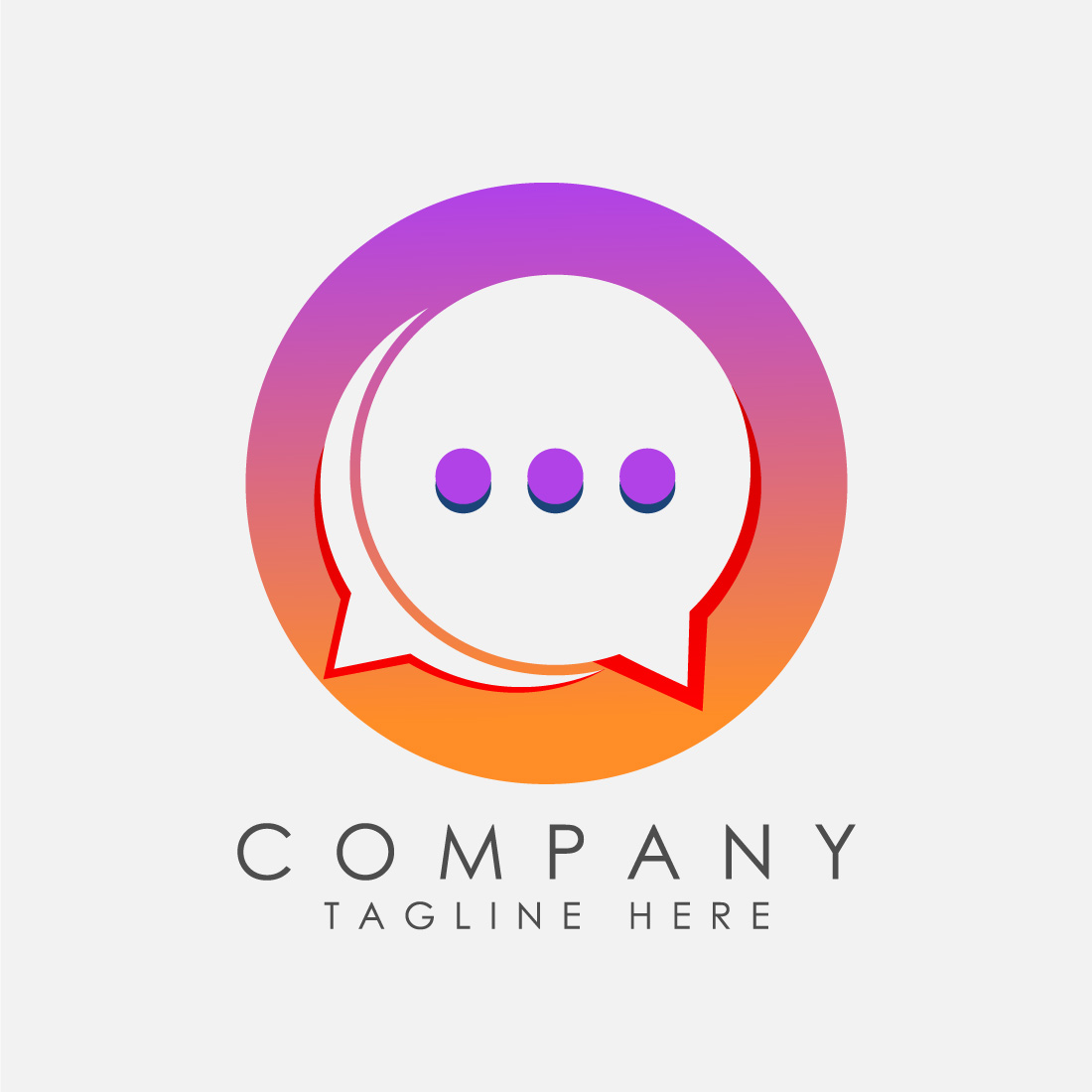 Modern gradient color chat logo design Social media speech icon vector illustration preview image.