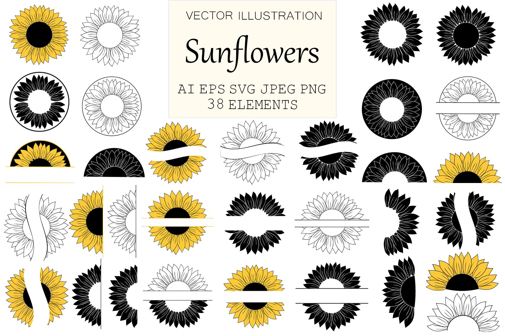 Sunflower graphic.Sunflower monogram cover image.