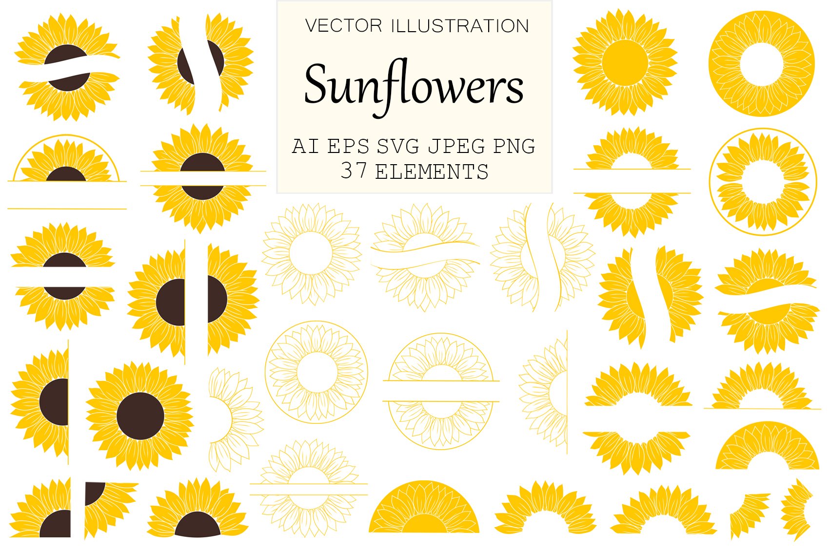 Sunflower monogram. Sunflower SVG cover image.