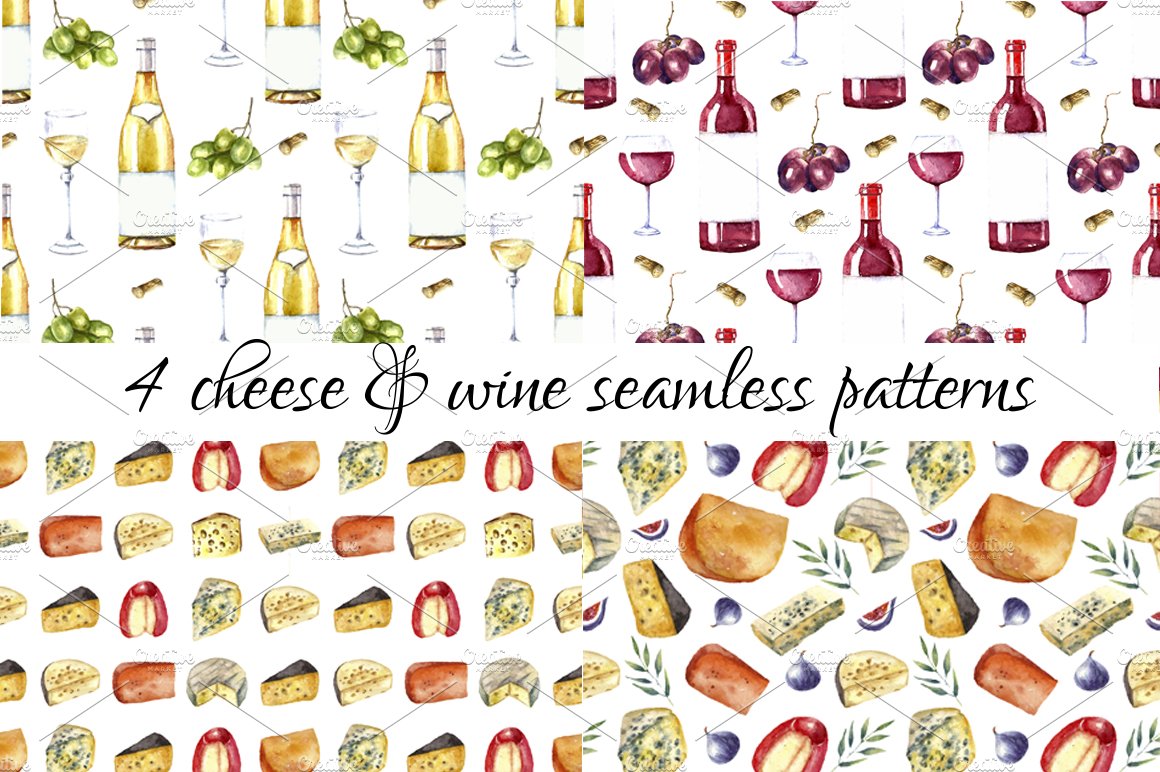 cheese wine seamless pattern 897