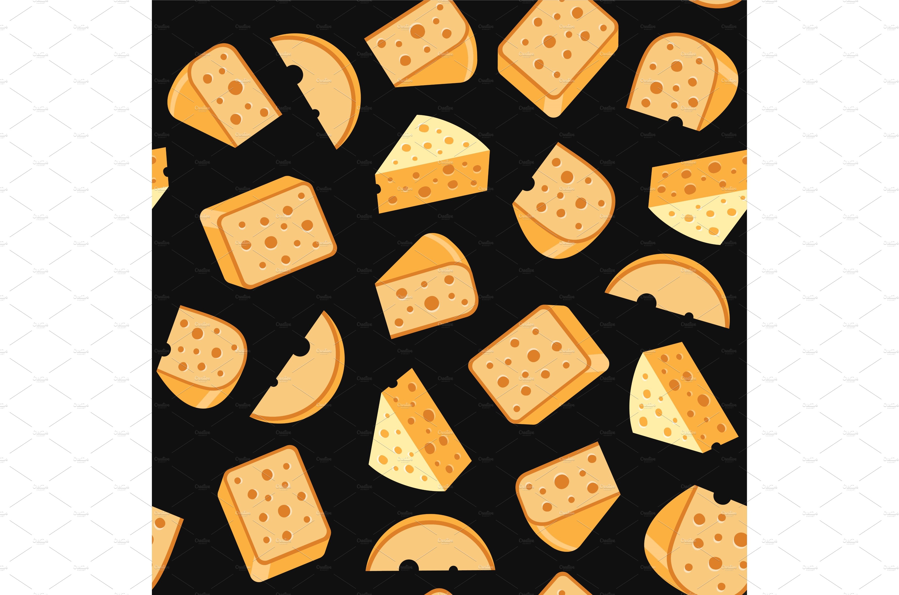 Cheese Seamless Pattern on Black cover image.
