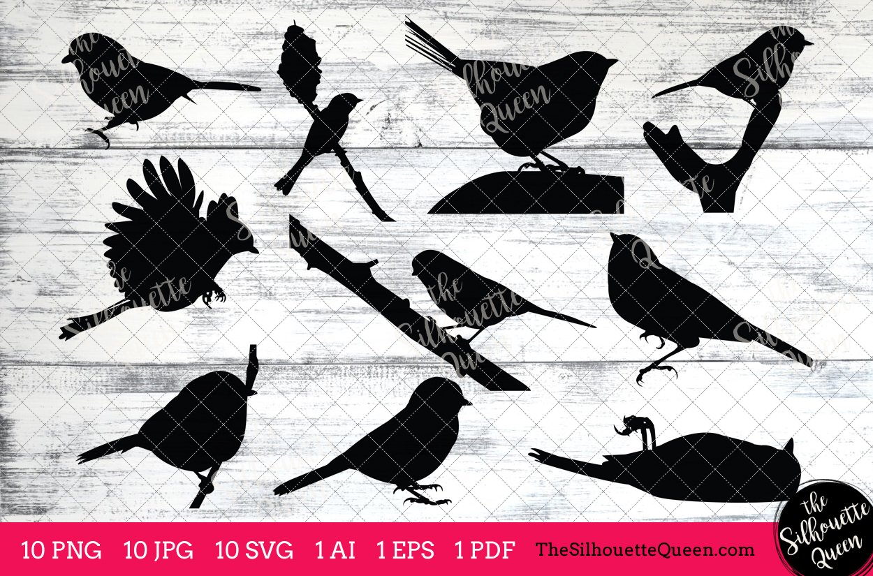Chickadee Silhouette Clipart preview image.