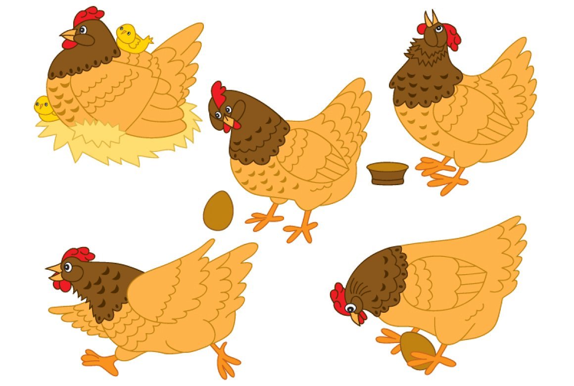 Vector Hen and Chicken Clipart cover image.