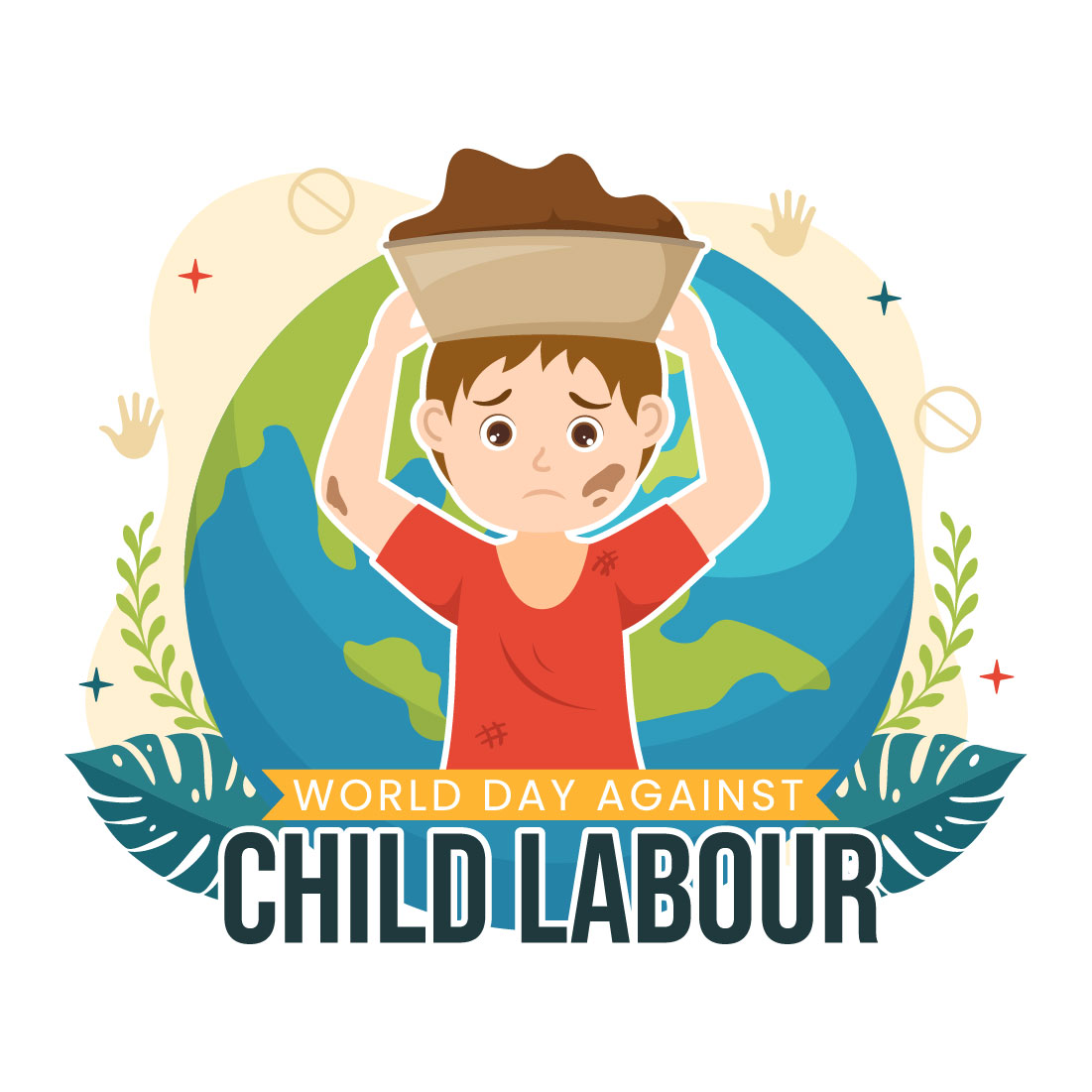 12 World Day Against Child Labour Illustration preview image.