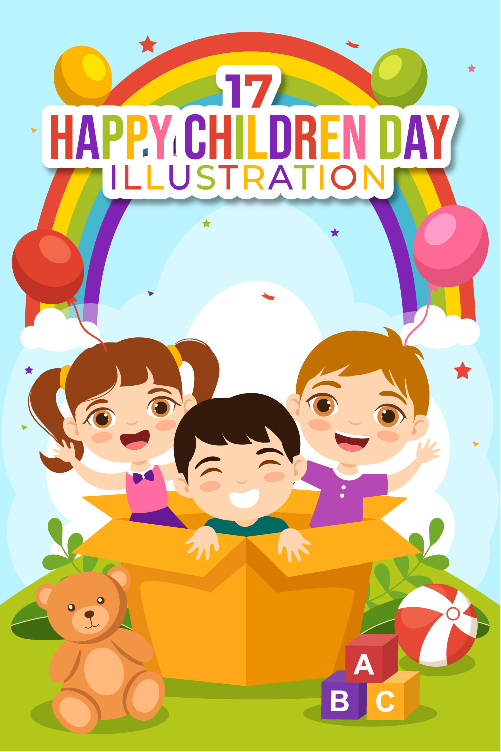 17 Happy Children Day Vector Illustration pinterest preview image.